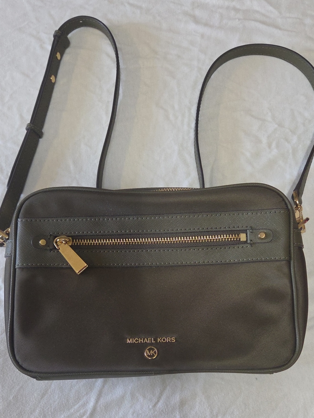 Michael Kors Khaki Green Bag with Gold Accents